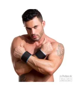 665 Attaches Néoprène Noir-Bleu 8 665 Attaches Néoprène Noir-Bleu -Sextoys boutique attaches neoprene noir bleu 3