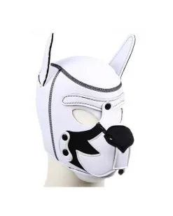 Kinky Puppy Cagoule PUPPY FOX Néoprène Noir-Blanc -Sextoys boutique cagoule puppy fox neoprene noir blanc 2