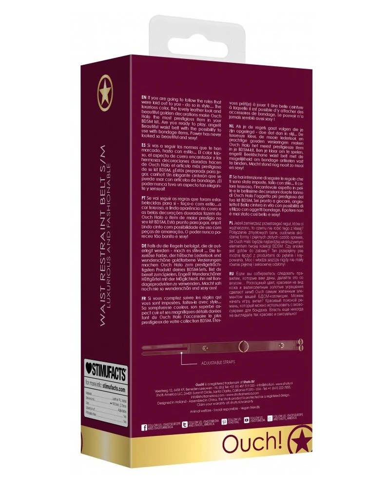 Ouch! Halo Ceinture Restraint Belt Rouge Taille S/M 5 Ouch! Halo Ceinture Restraint Belt Rouge Taille S/M – Image 5