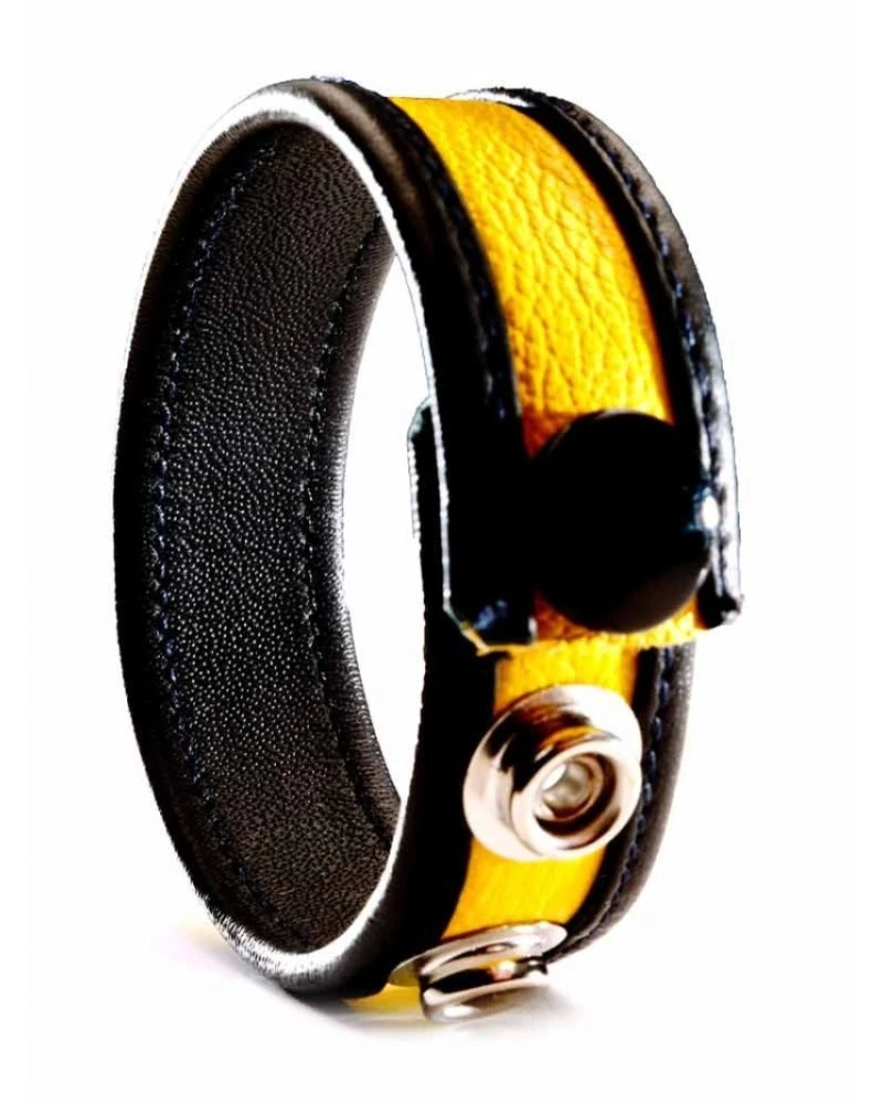 Generique Cockring Cuir Jaune Et Noir 1 Generique Cockring Cuir Jaune Et Noir