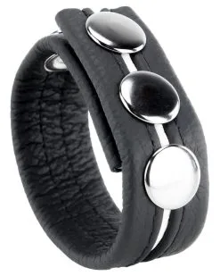 The Red Cockring En Cuir 3 Pressions Noir-Blanc