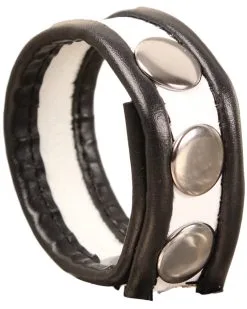 The Red Cockring En Cuir 3 Pressions Noir-Blanc