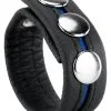 The Red Cockring En Cuir 3 Pressions Noir-Bleu