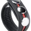 The Red Cockring En Cuir 3 Pressions Noir-Rouge