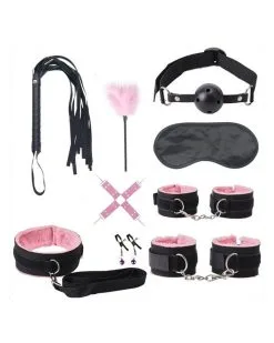 Generique Coffret Bdsm Hemming Noir-Rose 9 Pièces