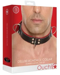 Ouch! Harness Collier Deluxe Bondage Noir-Rouge -Sextoys boutique collier deluxe bondage noir rouge 1
