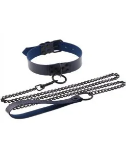 Generique Collier-Laisse Punk Bleu Marine