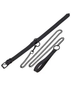 Generique Collier-Laisse Punk Noir -Sextoys boutique collier laisse punk noir 1