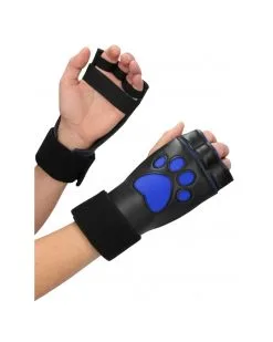 Ouch! Puppy Play Gants Néoprène Puppy Paw Noir-Bleu -Sextoys boutique gants neoprene puppy paw noir bleu 2