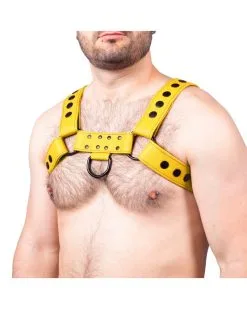 The Red Harness Harnais En Cuir Snap Jaune Taille S/M -Sextoys boutique harnais en cuir snap jaune 1