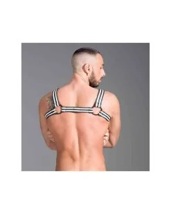 665 Harnais En Neoprene Noir - Blanc Taille S -Sextoys boutique harnais en neoprene noir blanc 3