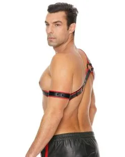 Ouch! Harness Harnais Gladiator + Brassard Noir-Rouge -Sextoys boutique harnais gladiator brassard noir rouge 3