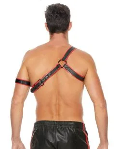Ouch! Harness Harnais Gladiator + Brassard Noir-Rouge -Sextoys boutique harnais gladiator brassard noir rouge 4