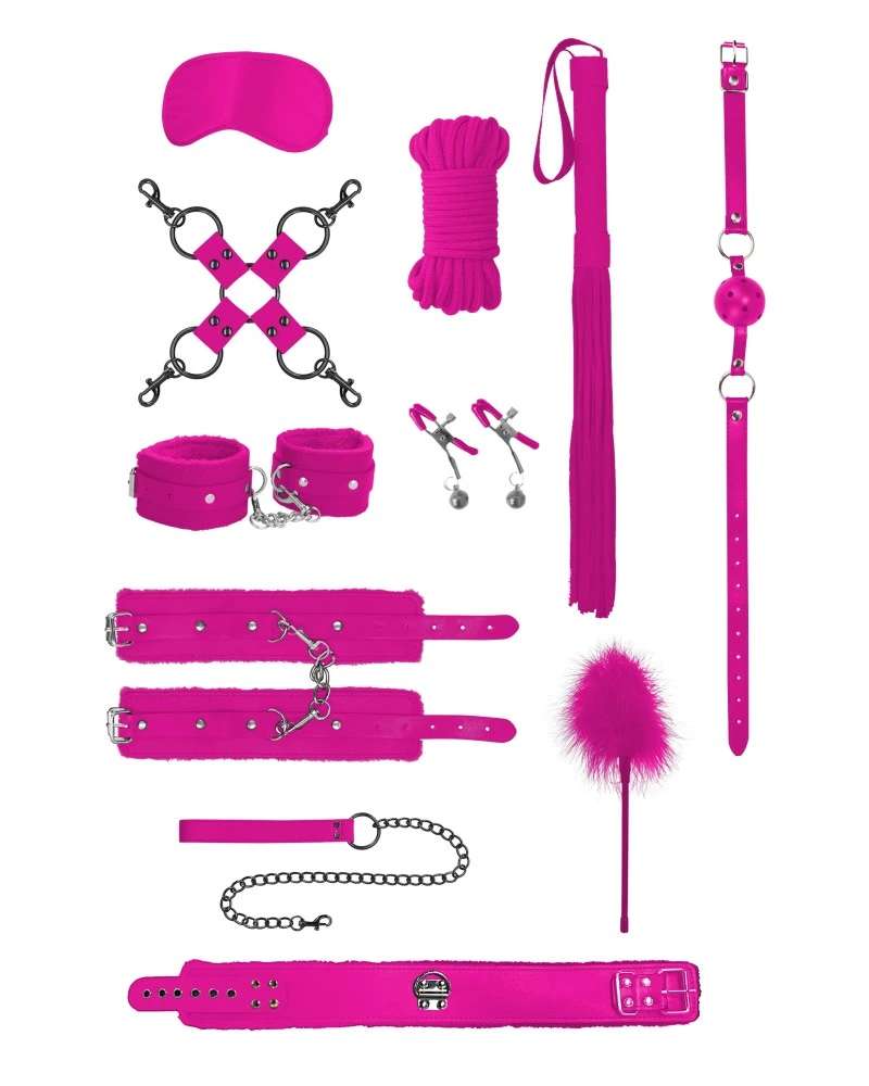 Ouch! Kit Bondage Intermédiaire 10 Pièces Rose 1 Ouch! Kit Bondage Intermédiaire 10 Pièces Rose