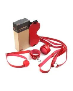Generique Kit D'Initiation BDSM OBEDIENCE 4 Pièces Rouge -Sextoys boutique kit d initiation bdsm obedience 4 pieces rouge 1