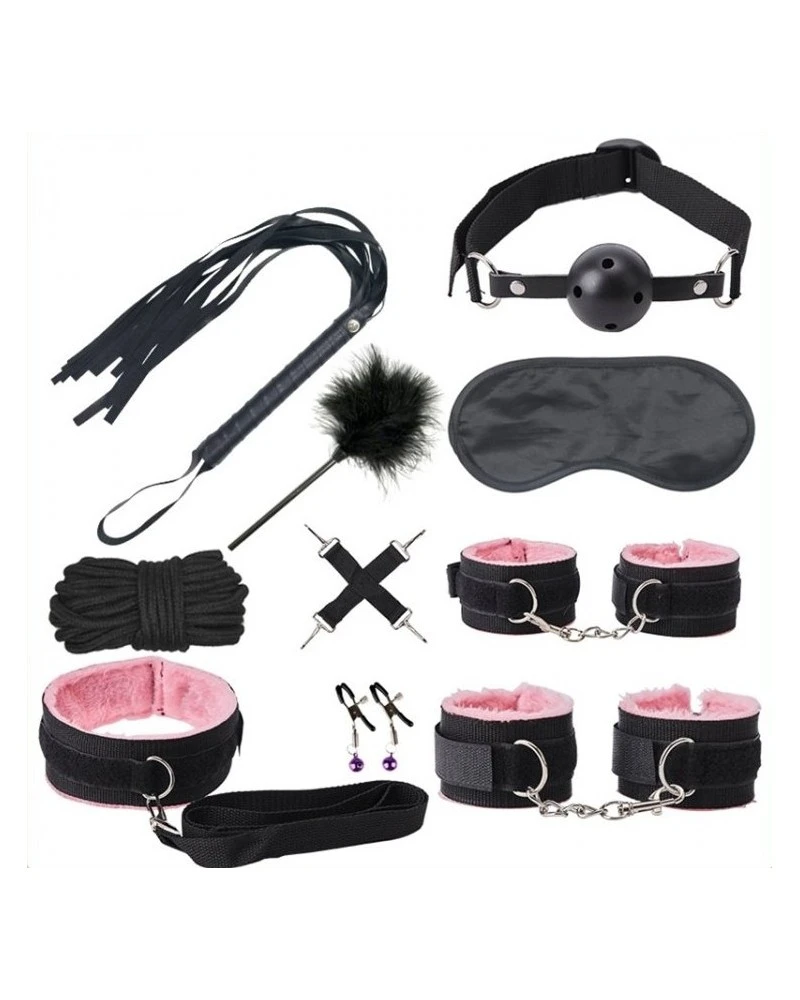 Generique Kit Sm Bondage 10 Pièces Noir-rose 1 Generique Kit Sm Bondage 10 Pièces Noir-rose