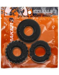 Oxballs Lot De 3 Cockrings Bonemaker Noirs -Sextoys boutique lot de 3 cockrings bonemaker noirs 1