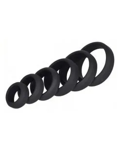 Generique Lot De 6 Cockrings Silicone Hyperion Noir