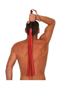 The Red Martinet Long Lanières En Cuir Et Manche En Bois 80cm Rouge-Noir -Sextoys boutique martinet long lanieres en cuir et manche en bois 80cm rouge noir 2