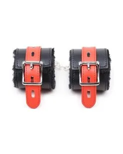 Generique Menottes Avec Fourrure Noires-Rouges