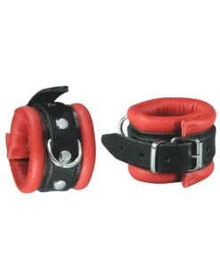 Kiotos Menottes De Poignet Cuir Noir-Rouge