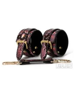 SM Fantasy Menottes De Poignets Snakine Noir-Rose