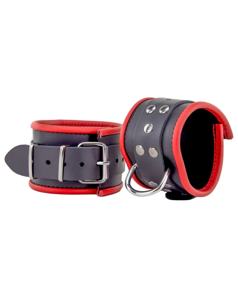 The Red Menottes En Cuir Pour Les Chevilles Noir-Rouge 1 The Red Menottes En Cuir Pour Les Chevilles Noir-Rouge