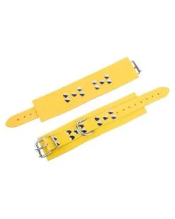 The Red Menottes En Cuir ULTRA Jaunes -Sextoys boutique menottes en cuir ultra jaunes 3