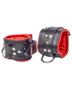 The Red Menottes Rembourrées En Cuir Pour Les Chevilles Noir-Rouge