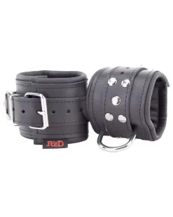 The Red Menottes Rembourrées En Cuir Pour Les Poignets Noir