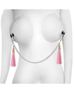 Love Toy Pinces A Tetons Avec Chaine Et Pompons Roses Taille S -Sextoys boutique pinces a tetons avec chaine et pompons roses 2