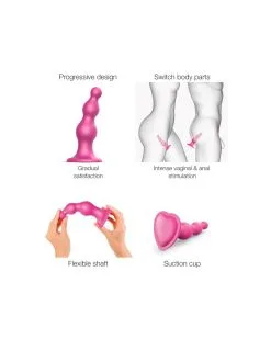 Plug Silicone Beads Strap-On-Me L 15 X 4.5cm Rose -Sextoys boutique plug silicone beads strap on me l 15 x 45cm rose 3