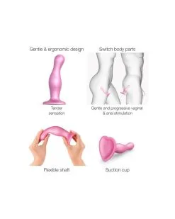 Plug Silicone Curvy Strap-On-Me L 15 X 4.6cm Rose -Sextoys boutique plug silicone curvy strap on me l 15 x 46cm rose 3