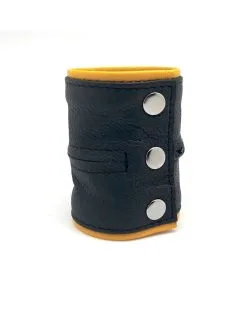The Red Poignet Bracelet De Force En Cuir Noir/Jaune Avec Zip Taille XS -Sextoys boutique poignet bracelet de force en cuir noir jaune avec zip 2