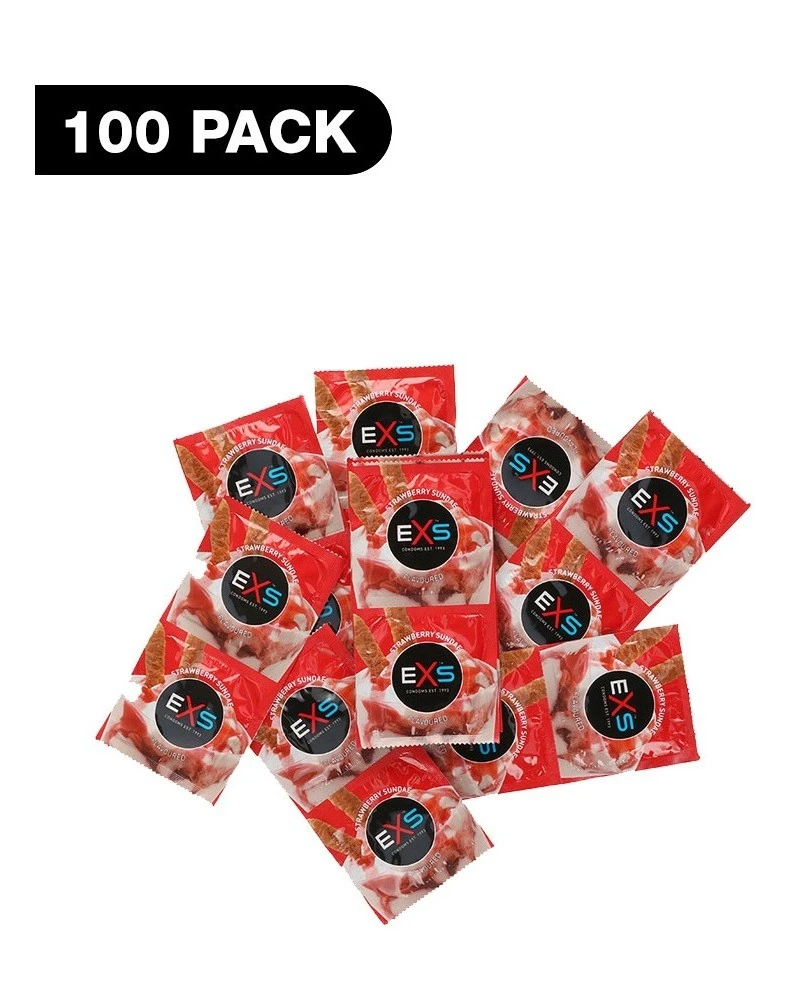 Exs Préservatifs Aromatisés à La Fraise X100 1 Exs Préservatifs Aromatisés à La Fraise X100