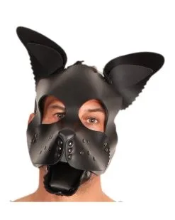 The Red PUPPY MASQUE EN CUIR NOIR + SET LANGUE ET OREILLES NOIR