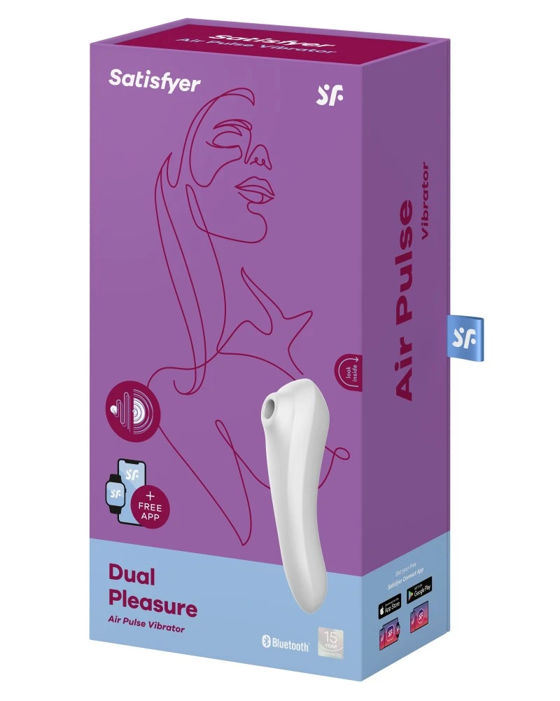 Satisfyer Stimulateur De Cliroris + Vibromasseur Connecté DUAL PLEASURE Blanc 2 Satisfyer Stimulateur De Cliroris + Vibromasseur Connecté DUAL PLEASURE Blanc – Image 2