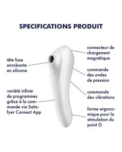 Satisfyer Stimulateur De Cliroris + Vibromasseur Connecté DUAL PLEASURE Blanc 7 Satisfyer Stimulateur De Cliroris + Vibromasseur Connecté DUAL PLEASURE Blanc -Sextoys boutique stimulateur de cliroris vibromasseur connecte dual pleasure blanc 2