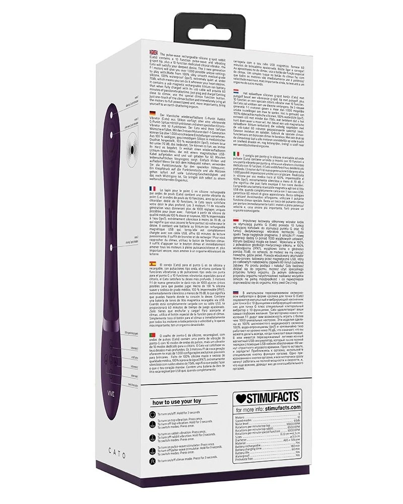 Vive Vibro Rabbit Cato 21 X 3.6cm Violet 6 Vive Vibro Rabbit Cato 21 X 3.6cm Violet – Image 6