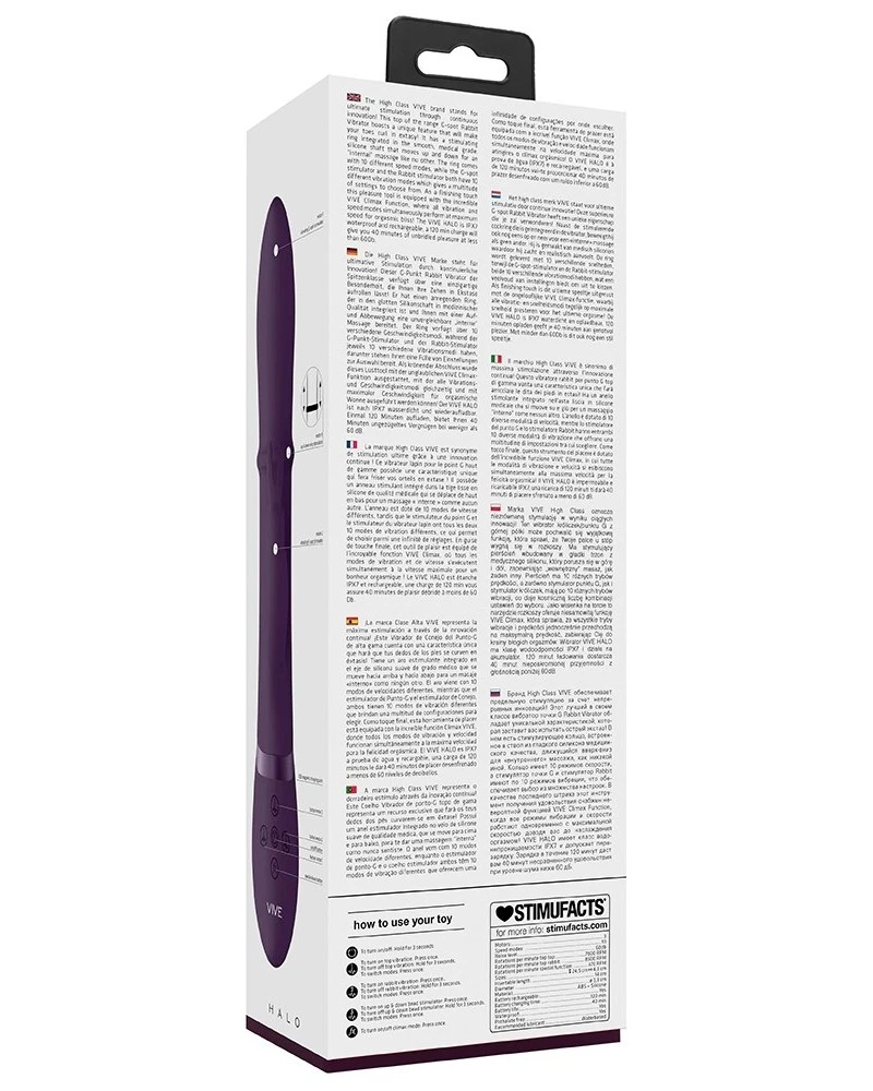 Vive Vibro Rabbit Halo 24.5 X 3.5cm Violet 6 Vive Vibro Rabbit Halo 24.5 X 3.5cm Violet – Image 6